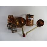 COPPER WARES INCLUDING JELLY MOULDS AND A JUG