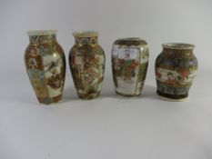 FOUR JAPANESE SATSUMA VASES