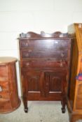 EARLY 20TH CENTURY STAINED WOOD NIGHT STAND WITH THREE DRAWERS ABOVE TWO DOOR CUPBOARD, WIDTH APPROX