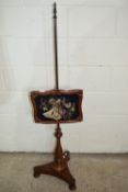 19TH CENTURY MAHOGANY POLE FIRE SCREEN, HEIGHT APPROX 144CM