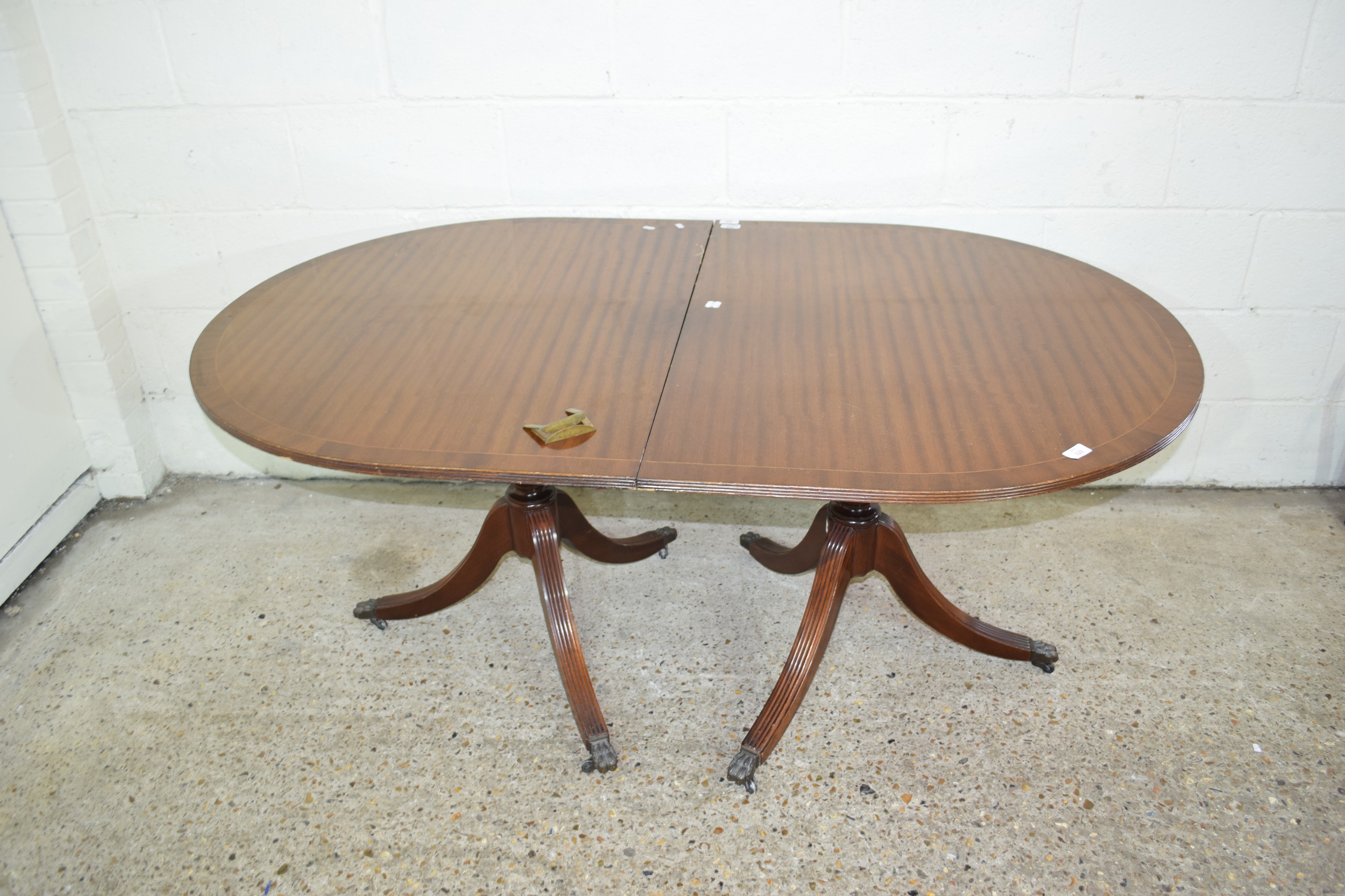 MAHOGANY REPRO D-END REGENCY-STYLE DINING TABLE