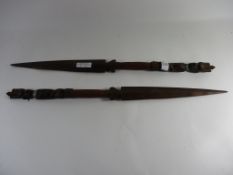 PAIR OF WOODEN CARVED SPEARS