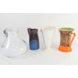 LARGE GERMAN POTTERY JUG TOGETHER WITH OTHER ART POTTERY EXAMPLES