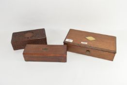 THREE CARVED WOODEN BOXES