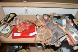 ORIENTAL DOLLS AND OTHER SMALL ORIENTAL ITEMS INCLUDING PHOTOGRAPHS AND COLOURED DICE