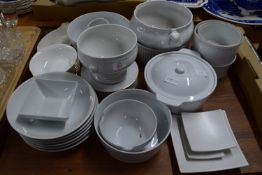 WHITE GLAZED FRENCH DINNER WARES INCLUDING TUREENS AND COVERS, VARIOUS BOWLS ETC