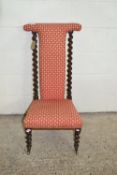 GOOD QUALITY 19TH CENTURY UPHOLSTERED CHAIR WITH BARLEY TWIST SUPPORTS AND LEGS