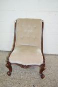 MAHOGANY 19TH CENTURY BUTTON BACKED NURSING CHAIR, WIDTH APPROX 54CM