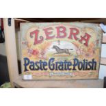 ADVERTISING PLAQUE FOR ZEBO GRATE POLISH PRINTED ON WOODEN MOUNT
