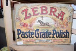 ADVERTISING PLAQUE FOR ZEBO GRATE POLISH PRINTED ON WOODEN MOUNT