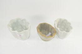 THREE POTTERY JELLY MOULDS