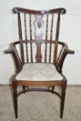 GOOD QUALITY 19TH CENTURY CARVED CHAIR WITH SPIRAL CARVED LEGS AND SUPPORTS, WIDTH APPROX 61CM MAX