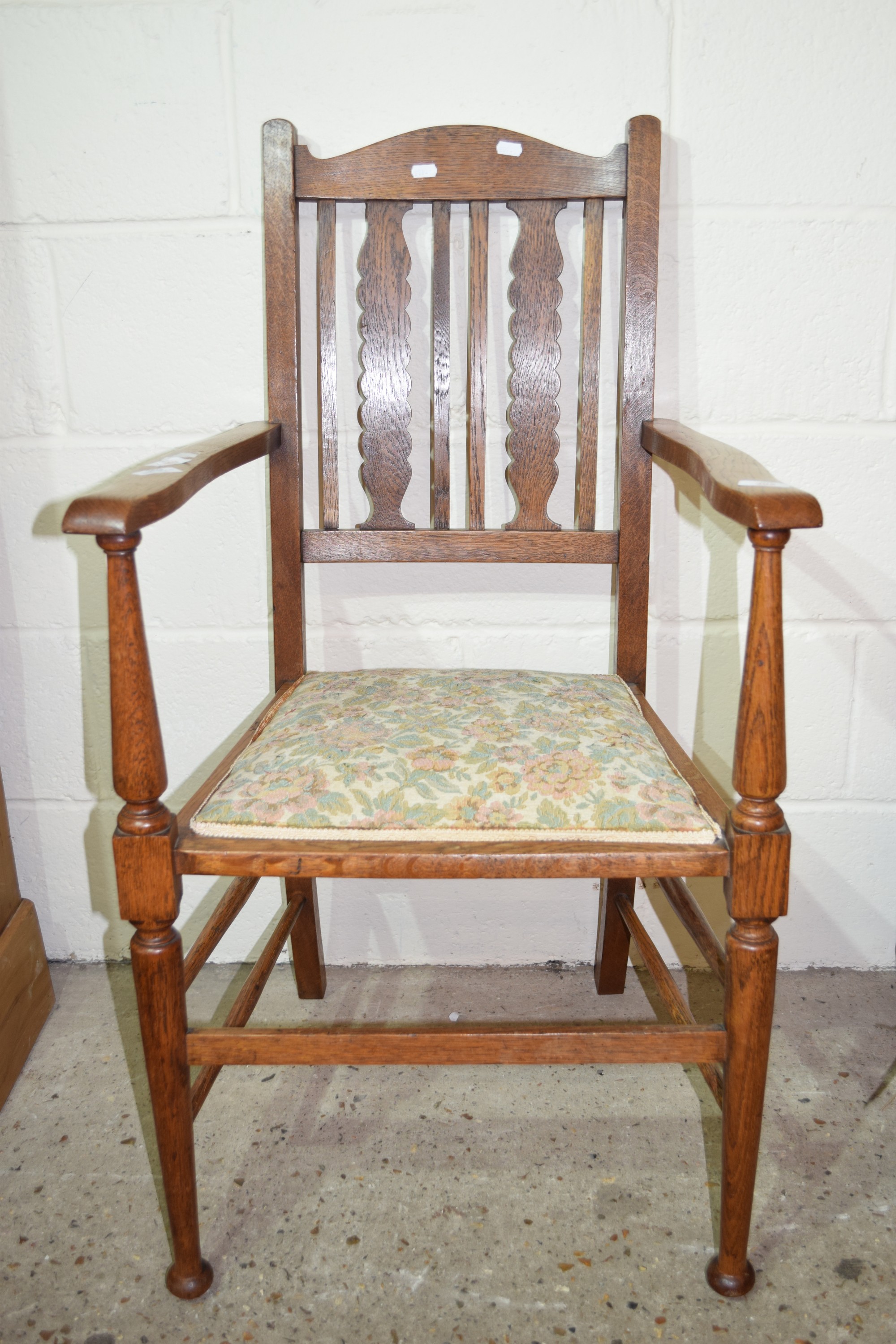 UPHOLSTERED ARMCHAIR, WIDTH APPROX 54CM MAX