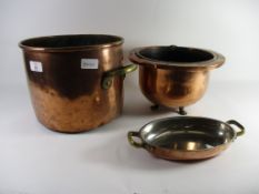 COPPER POT WITH BRASS HANDLES, COPPER POT AND SERVING TRAY