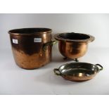 COPPER POT WITH BRASS HANDLES, COPPER POT AND SERVING TRAY