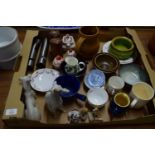 TRAY CONTAINING CERAMIC ITEMS, CROWN STAFFORDSHIRE, ROYAL GRAFTON NOEL JUG, DANISH MODEL OF A PUP