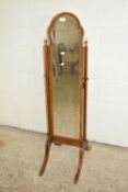 SMALL EARLY 20TH CENTURY CHEVAL TYPE MIRROR WITH SHAPED FRAME AND BEVELLED GLASS, HEIGHT APPROX