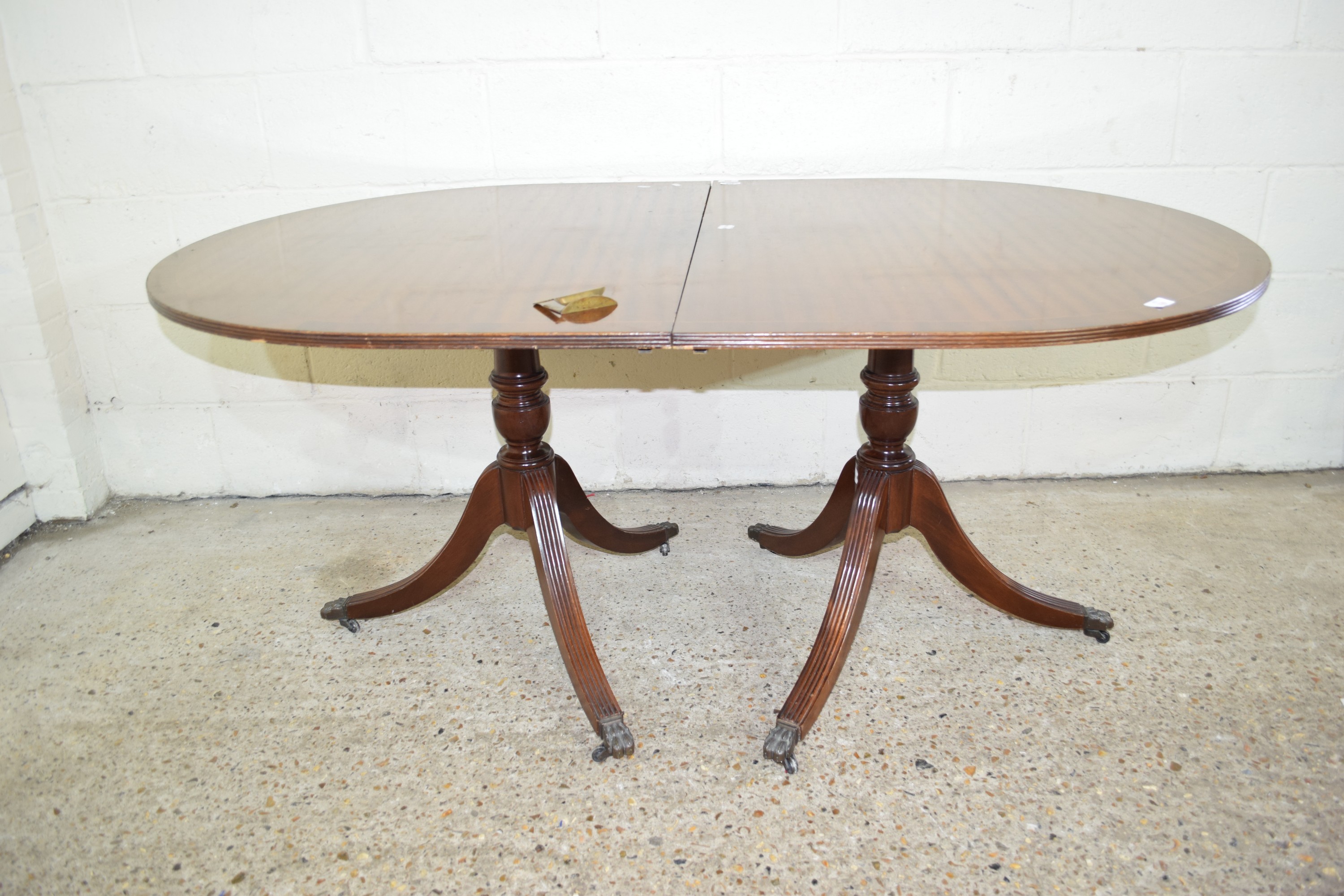 MAHOGANY REPRO D-END REGENCY-STYLE DINING TABLE - Image 2 of 2