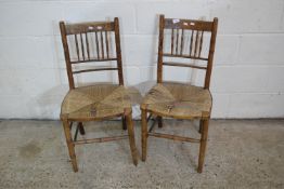 PAIR OF CANE SEATED CHAIRS, HEIGHT APPROX 86CM