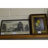 TWO PRINTS, ONE STILL LIFE, AND A PRINT OF THE EAST PROSPECT OF KIRKSTED ABBEY NEAR HORNCASTLE,