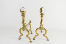 PAIR OF BRASS FIRE DOGS