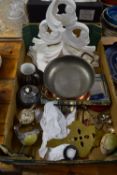 BOX CONTAINING FLATWARES, PLATED TEA SPOONS, ONYX EGG