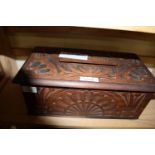 WOODEN BOX WITH CARVED RELIEF DECORATION INTENDED FOR LETTERS