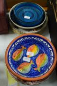 CERAMIC ITEMS INCLUDING BOWL WITH FISH DECORATION
