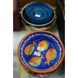 CERAMIC ITEMS INCLUDING BOWL WITH FISH DECORATION