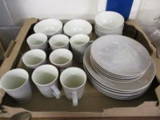 TRAY CONTAINING CERAMICS, MAINLY MUGS AND BOWLS WITH SOME PLATES