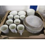 TRAY CONTAINING CERAMICS, MAINLY MUGS AND BOWLS WITH SOME PLATES