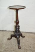 VICTORIAN MAHOGANY CARVED TORCHERE, APPROX 30CM DIAM