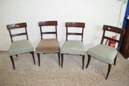 SET OF FOUR MID-20TH CENTURY UPHOLSTERED DINING CHAIRS, HEIGHT APPROX 85CM