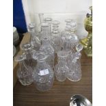 GLASS WARES, MAINLY CUT GLASS DECANTERS