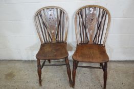 PAIR OF WHEEL BACK CHAIRS, HEIGHT APPROX 90CM