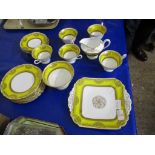 SHELLEY TEA SERVICE WITH A YELLOW AND GOLD DESIGN, PATTERN NO 11559