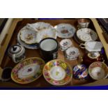 TRAY CONTAINING CERAMIC ITEMS, COALPORT STYLE SMALL DISH WITH CUPS AND SAUCERS, FURTHER SAMSON