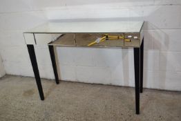 MIRROR EFFECT SIDE TABLE WITH TWO DRAWERS BENEATH, APPROX 112 X 42CM