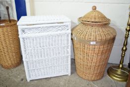 TWO VARIOUS WICKER CLOTHES BASKETS