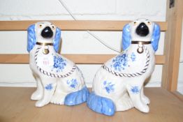 PAIR OF REPRODUCTION STAFFORDSHIRE SPANIELS