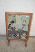 SMALL EMBROIDERED DECORATIVE FIRE SCREEN, WIDTH APPROX 43CM