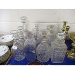 CUT GLASS DECANTERS AND STOPPERS