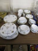 DINNER WARES BY SPODE IN THE TRAPNELL SPRAYS PATTERN INCLUDING 8 DINNER PLATES, SIDE PLATES,