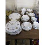 DINNER WARES BY SPODE IN THE TRAPNELL SPRAYS PATTERN INCLUDING 8 DINNER PLATES, SIDE PLATES,