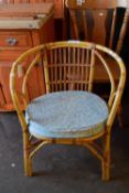 CANE CONSERVATORY ARMCHAIR, WIDTH APPROX 63CM MAX