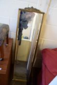 GILT WALL HANGING MIRROR WITH BEVELLED GLASS EDGE, 129CM HIGH