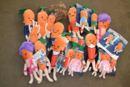 BOX CONTAINING NOVELTY PLUSH TOYS MODELLED AS CARROTS