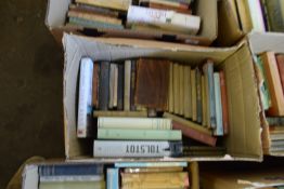 BOX OF HARDBACK BOOKS TO INCLUDE JOY AND STRENGTH FOR THE PILGRIMS DAY, MOORINGS OLD AND NEW ETC