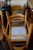 SET OF THREE UPHOLSTERED KITCHEN CHAIRS, EACH HEIGHT APPROX 88CM