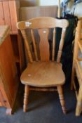 PINE KITCHEN CHAIR WITH CARVED DECORATION, HEIGHT APPROX 96CM